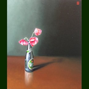 Blomster jeg har plukket  i en l som jeg har drukket