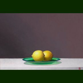 To citroner p grn glastallerken