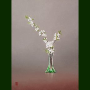 Slenblomster i grn glasvase